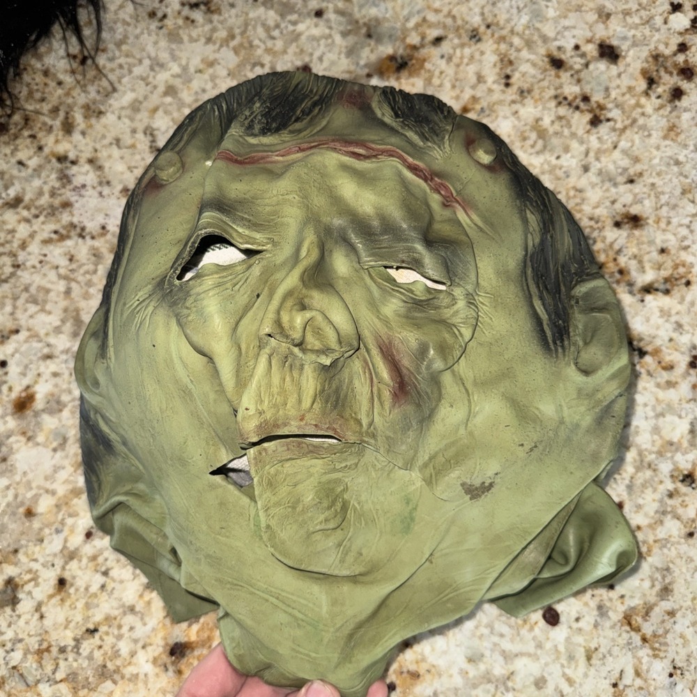 Vtg 1977 Don Post Studio FRANKENSTEIN Green Rubber Pull-Over Mask Latex USA
